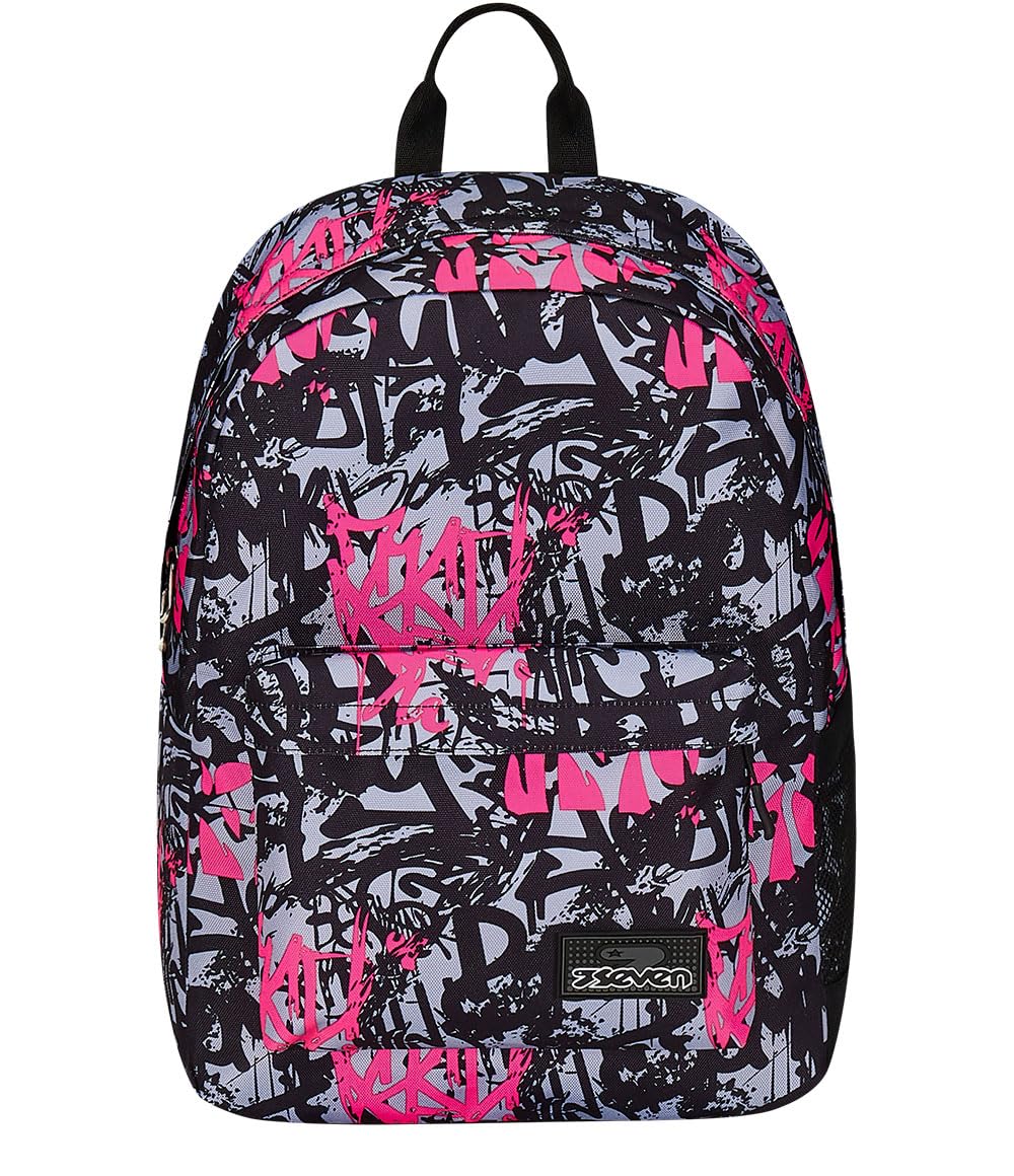 Seven ImusicPack - Mochila de un solo compartimento, rosa y negro, con auriculares inalámbricos incluidos, bolsillo para PC, mochila de viaje y escuela, para niños y adolescentes, Rosa, Talla única