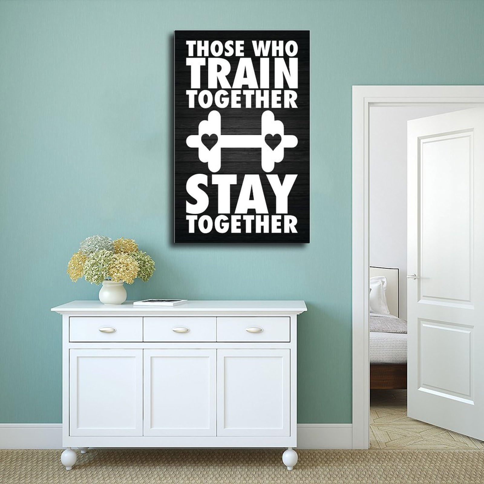 Póster motivacional con texto en inglés "Train Together Stay Motivational", arte de pared para gimnasio, hogar, estudio, oficina, decoración de 50 x 75 cm