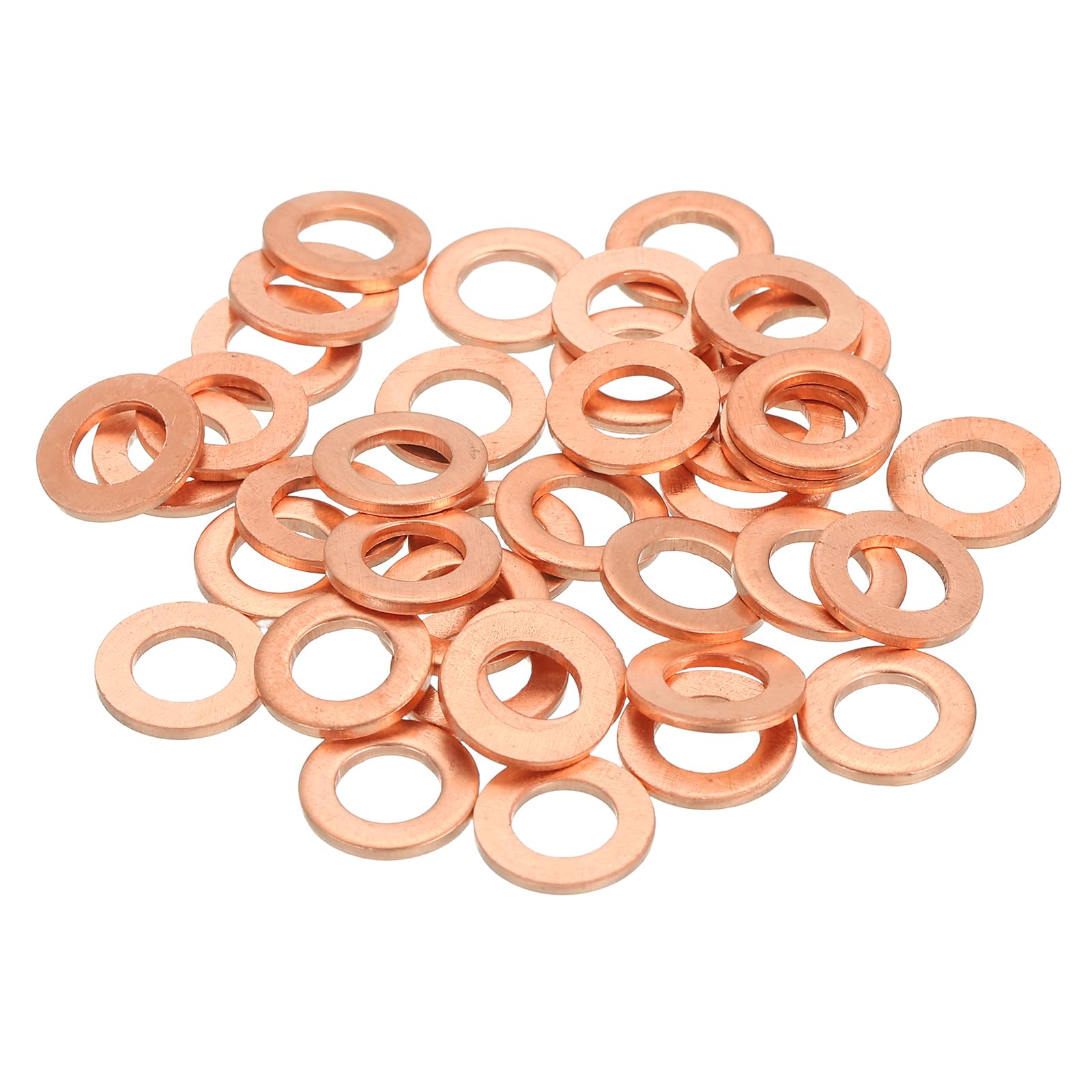sourcing map 38Pcs Flat Washer, M5 Copper Washers Copper Sealing Ring Crush Washer Kit Assortment, 5mm ID, 9mm OD, 1mm Thick for Bolts Screws Machinery Repair