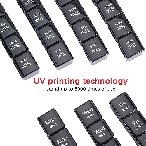 Miniatura 5 de Organizador semanal de píldoras de 7 días 4 veces al día, caja de píldoras de viaje portátil, estuche diario para medicamentos (AMPM) 28
