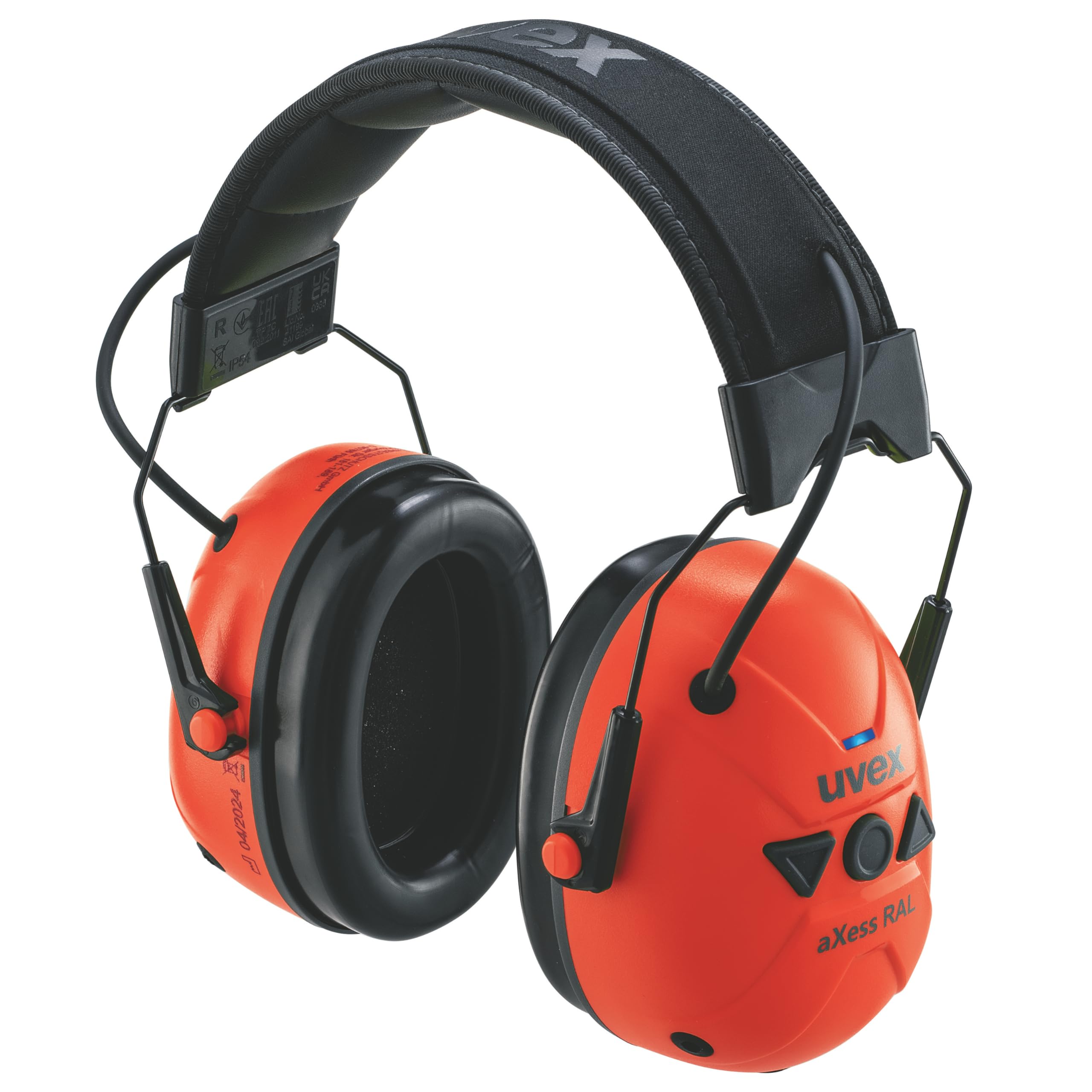 Uvex AXess RAL - Protección auditiva EN 352 - Cápsula de protección auditiva activa con refuerzo de ruido ambiental, limitador de nivel de sonido, SNR 31 dB e IP54, protección contra el agua y el