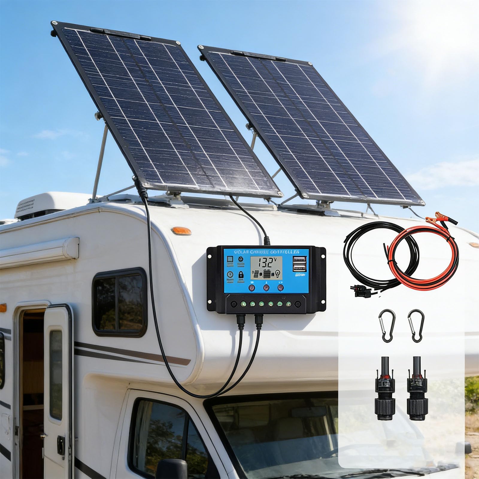 Di 2 Moduli Solari Con Gestione Automatica Per Energie Rinnovabili In Uso Esterno Facile Installare