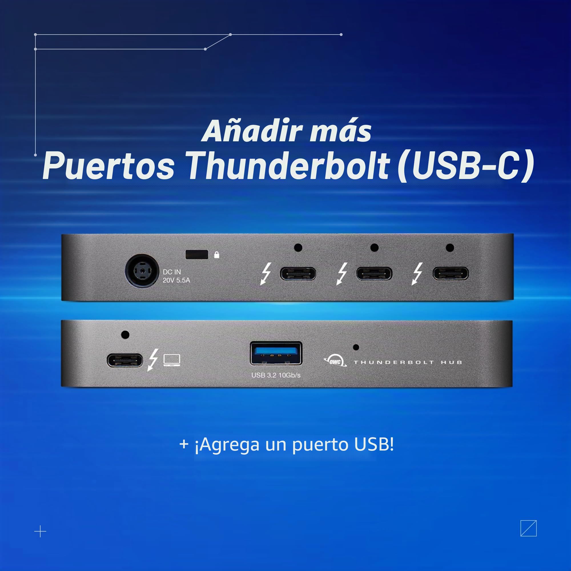 OWC - Hub Thunderbolt - Hub Thunderbolt 4 con 5 Puertos para Mac y Windows