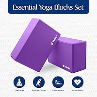 Vista 2 de Tumaz Non-Slip Yoga Blocks 2-Pack - High Density/Lightweight EVA Foam & Natural Cork for Stability, Premium Set with E-Book Included