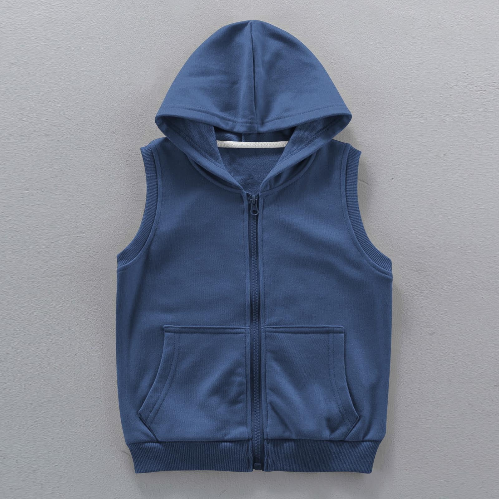 XINYUNZU Kinder Weste mit Kapuze Baumwolle Ärmellose Hoodie Kapuzenweste mit Reißverschluss & Taschen Outdoor Kinderweste Westen für Jungen und Mädchen 3-12 Jahre Übergangsjacke Sweatjacke ohne Ärmel