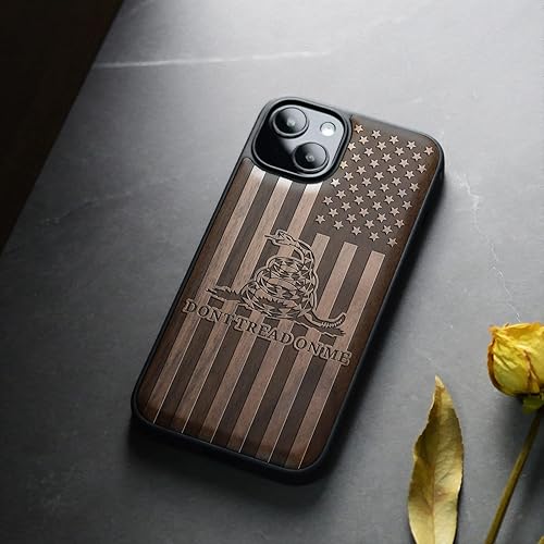 Miniatura 8 de Carveit Funda magnética de madera para iPhone 13 Mini madera natural y TPU suave Funda protectora de madera única a prueba de golpes compatible con