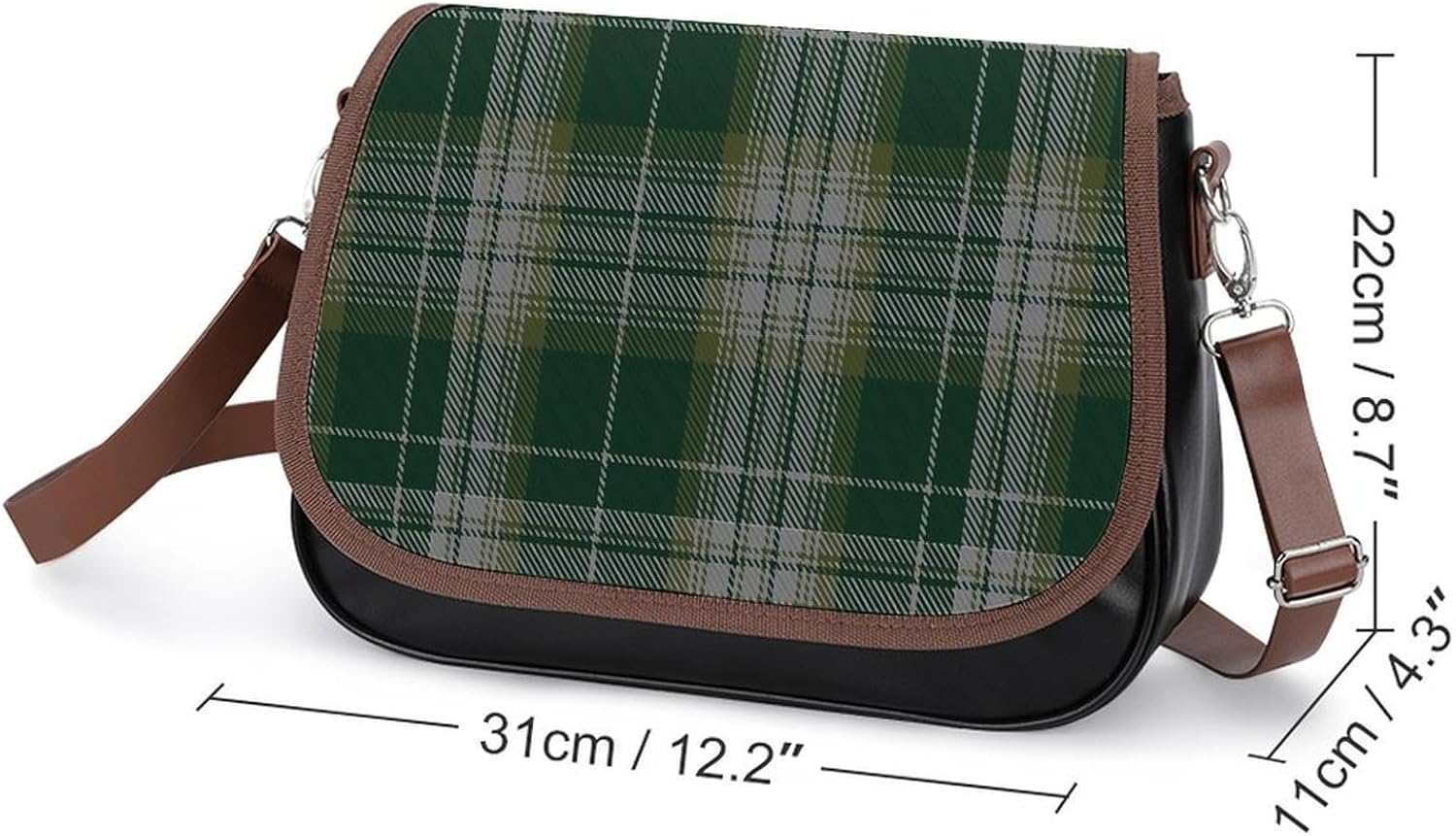 00266 Kelso TartanWomen's Faux Leather Crossbody Bag, Waterproof Wrinkle-Resistant Shoulder Bag with Detachable Strap, Large Capacity Casual Handbag, Fashion Daily Purse for Shopping Work Dating, Idea