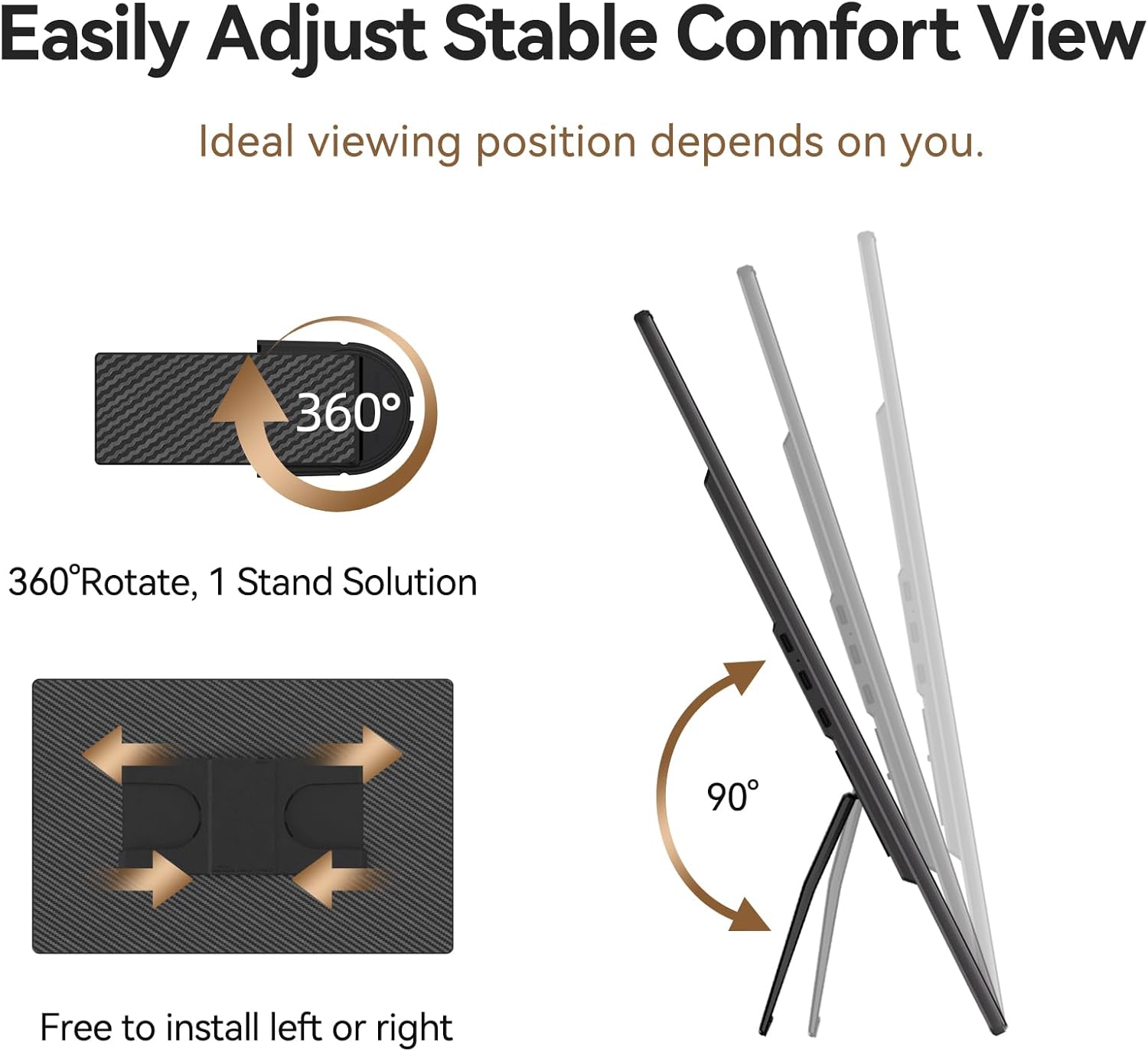 16” Laptop Screen Extender - 1200P FHD IPS Screen Monitor HDR External Display with Stand Portable Travel Monitor for Laptop Windows Mac Phone Switch