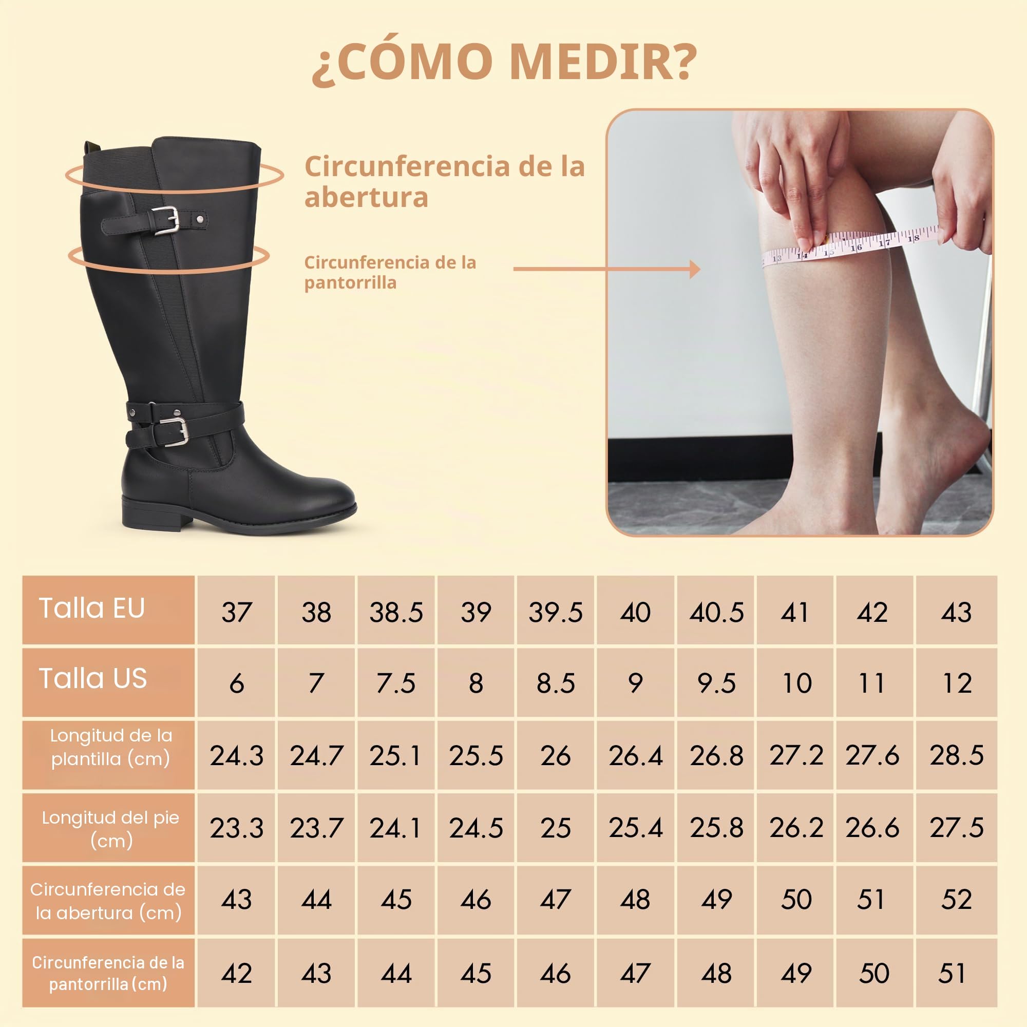 Botas altas de montar para mujer, de caña extra ancha, tacón bajo, correa al tobillo, diseño elegante y hasta la rodilla