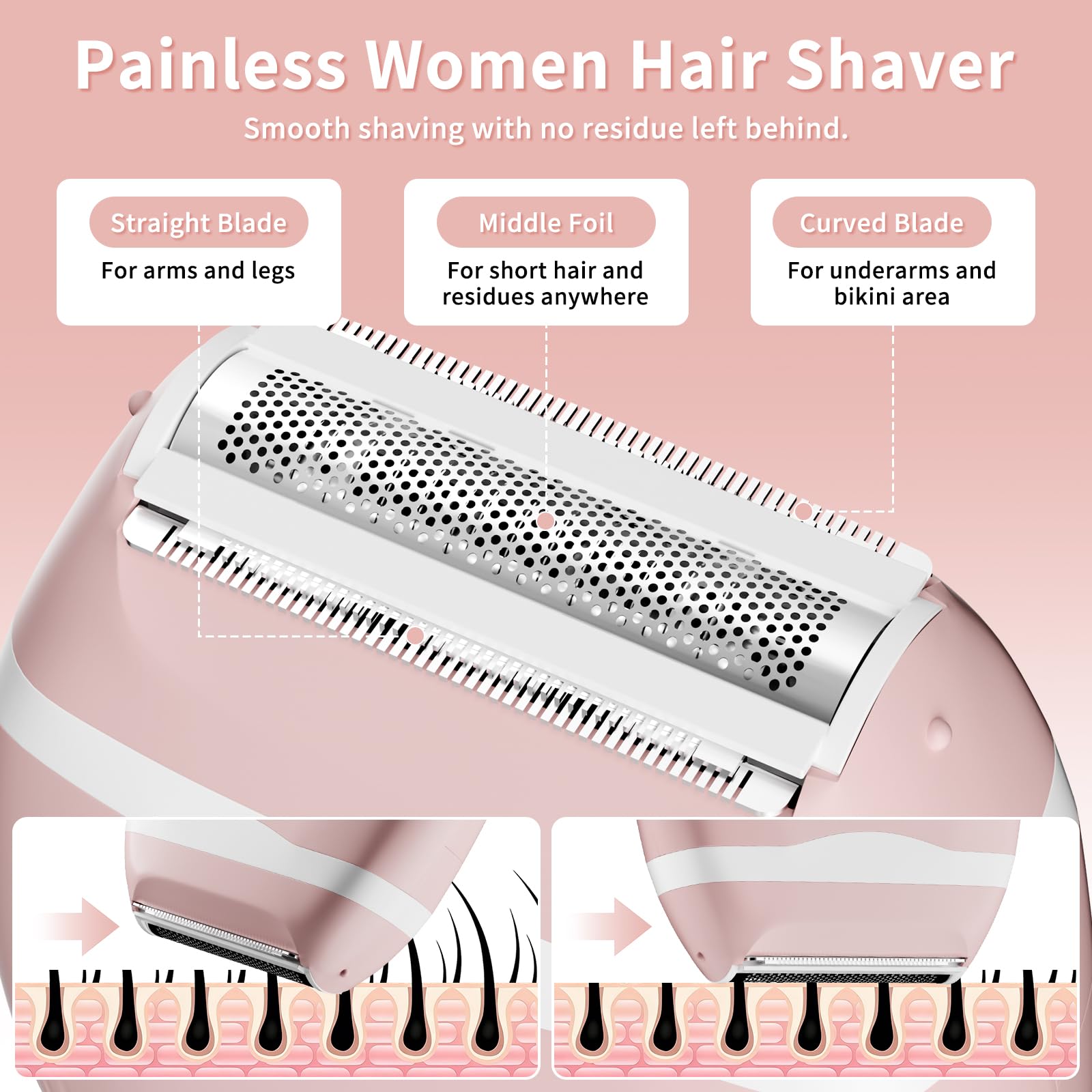 Maquinillas de afeitar eléctricas inalámbricas para mujer, afeitadora eléctrica de viaje con pantalla LED