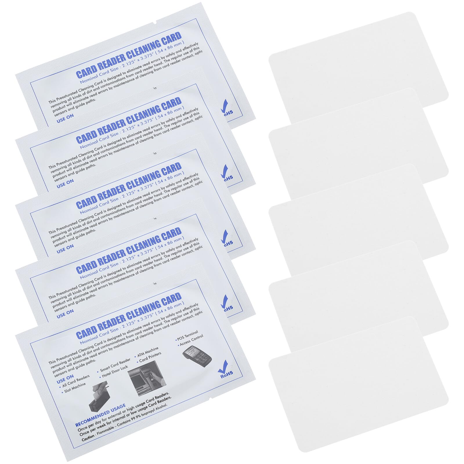 COHEALI 15x Kartenleserreinigungskarten für POS-Terminals & Ausweisdrucker Reinigungskarten kompatibel mit Datacard, Evolis Kartenreinigungsset für Kartenleser & Geldzählgeräte
