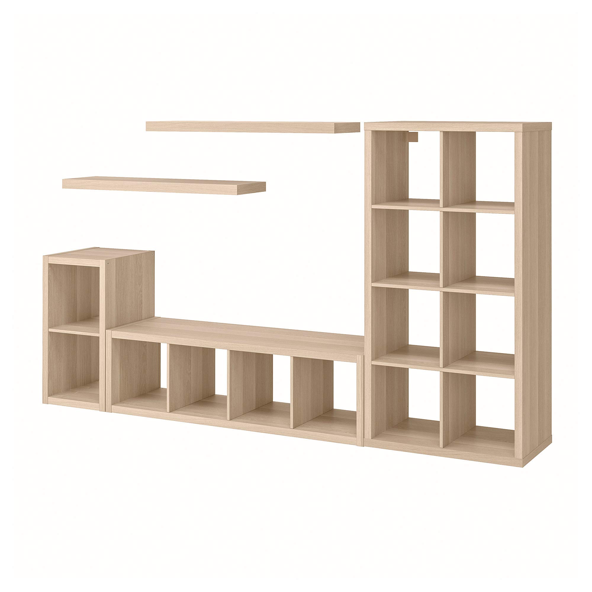 Ikea LACK/KALLAX combinaison de rangement avec 2 étagères, 266x39x147 cm, effet chêne teinté blanc