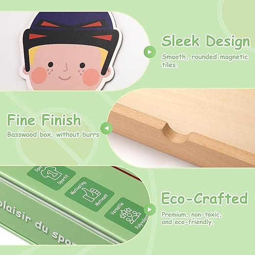 Miniatura 5 de BTB Sports Toys - Juego de muñecas magnéticas para disfrazarse, muñeca magnética deportiva, juego de simulación de deportes magnéticos, juguete