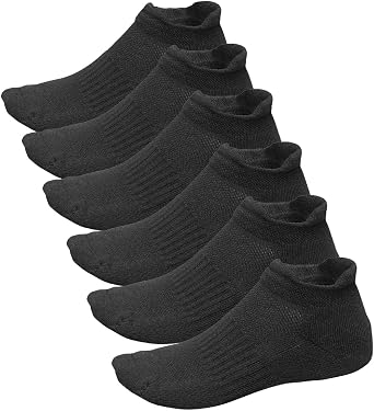 Mens & Womens Low Cut Socks, Cushioned Sports Sock, Double Tab, 6 Pairs - Ideal for Running, Gym & Casual Everyday Wear