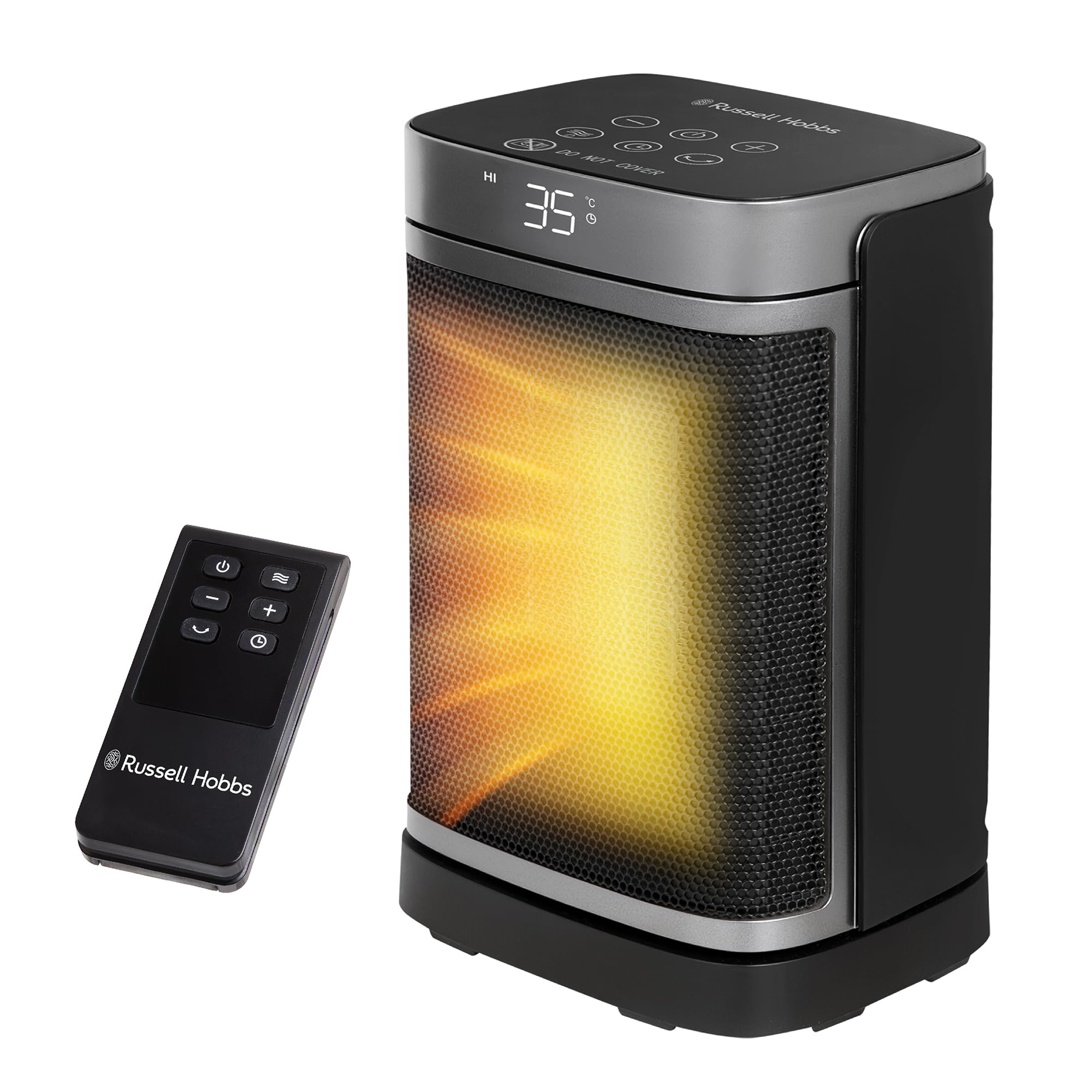 Russell Hobbs Space Heater Black and Silver 1500W Silent Portable Oscillating Ceramic Electric Heater, Low Energy Digital Display, 4 Modes, 24h Auto Timer-image-2