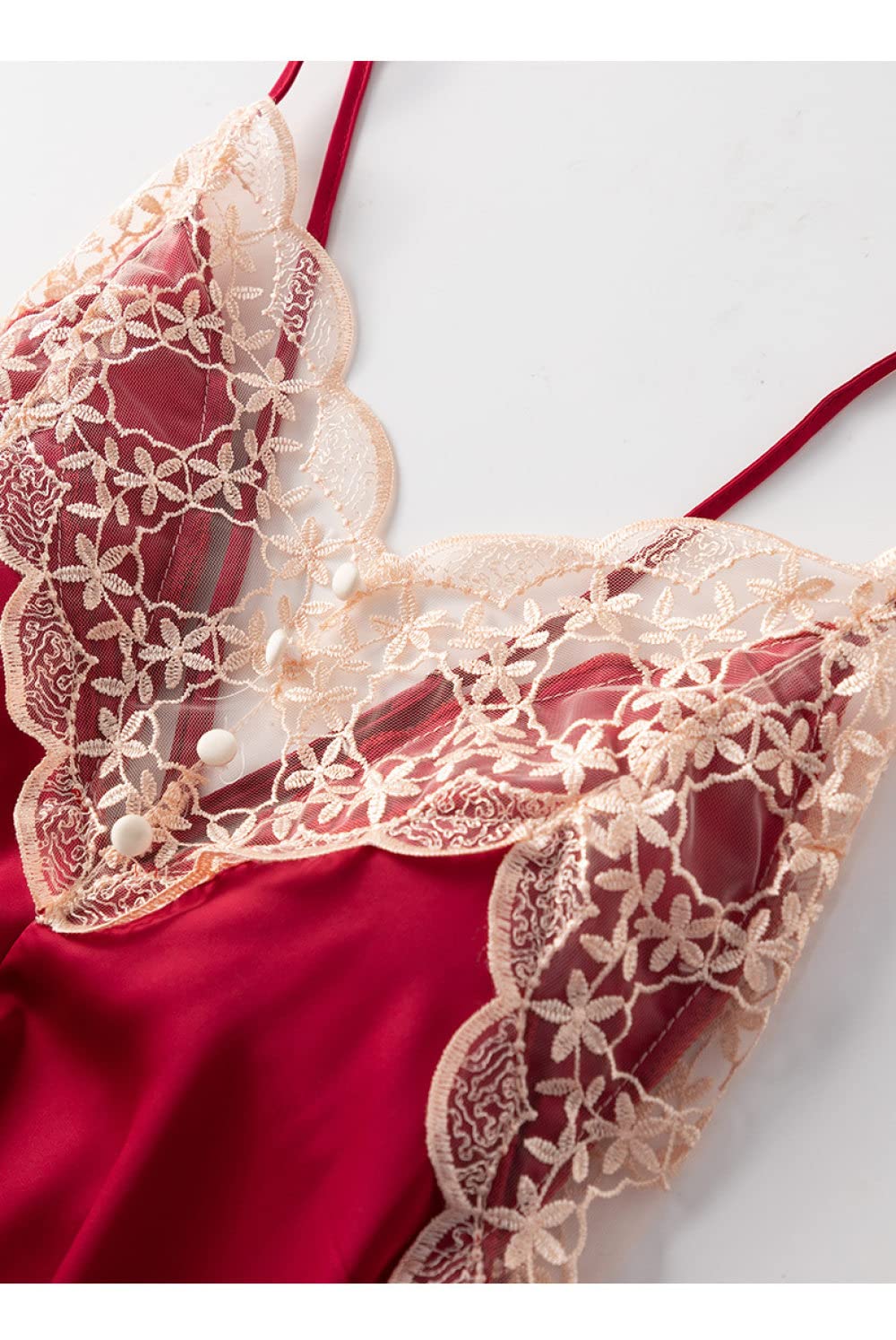 Accappatoio Donna,4 Pezzi Set Accappatoio Kimono In Raso Sexy Maglia In Pizzo Con Scollo A V Camicia Da Notte Senza Schienale Vestaglia Canotta Pantaloncini Set Elegante Abito Retrò Vestaglia Sposa