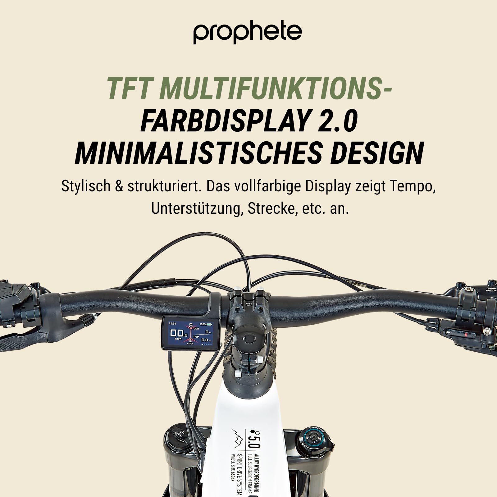 Prophete Dice 5.0 E-MTB E-Bike Fully 27,5 Zoll - 720Wh - Integrierter Akku - Mittelmotor AEG - 12-Gang Kettenschaltung - HDY. Scheibenbremse - Rahmenhöhe 48 cm