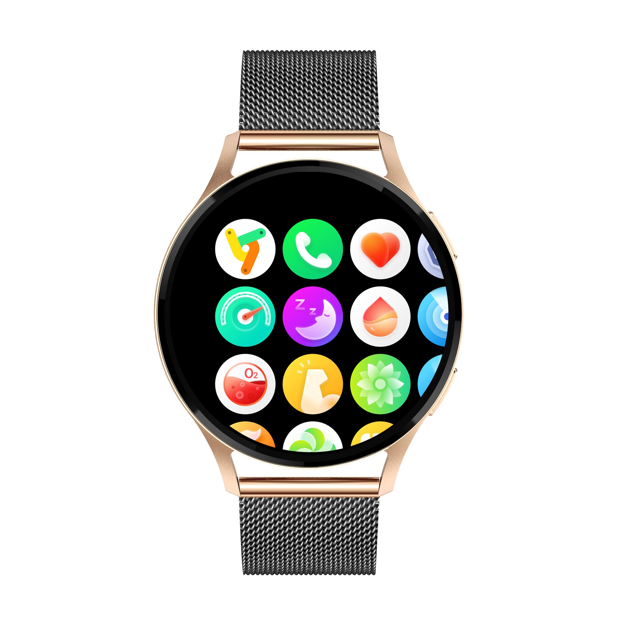 Edgy Damen Smartwatch, AMOLED Always-On, KI Steuerung, Fitness Tracker für Android & iOS, 3 Armbänder, Edelstahlgehäuse, Telefonfunktion, Sprachsteuerung, Puls, wasserdicht, Frauenmonitor