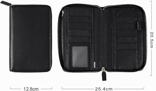 Miniatura 2 de Moterm Funda de piel con cremallera para semanas, se adapta a planificadores Hobonichi para semanas, semanas, mega cuadernos (color negro con
