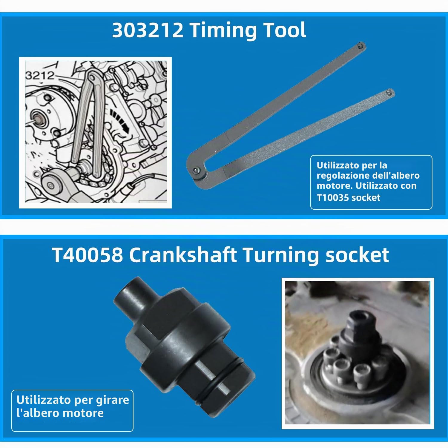DPTOOL Kit Messa in Fase del Motore, Attrezzi Cinghia dentata Albero a camme, per Audi VW 2.0, 2.4, 2.8, 3.0T, 3.2, 4.2, 5.2 Motore A4 A6 A6L A8 Q5 Q7 R8 303212 T40133 T40070 T40058