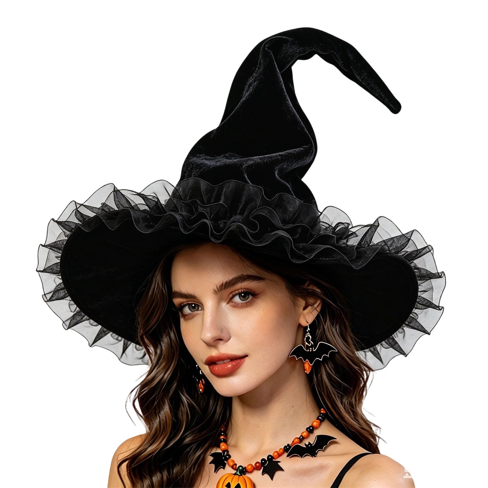 Hexenhut Damen Spitze Netz Gothic Kostüm Party
