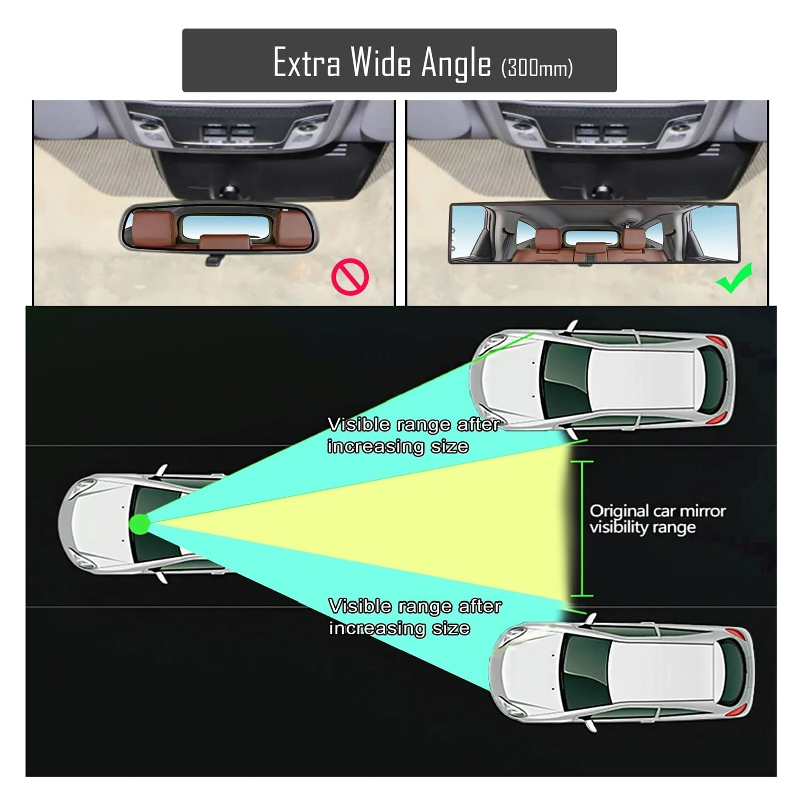 Espejo retrovisor Interior Universal, antirreflejo, Gran Angular, Convexo, para Coche y Asiento Infantil.