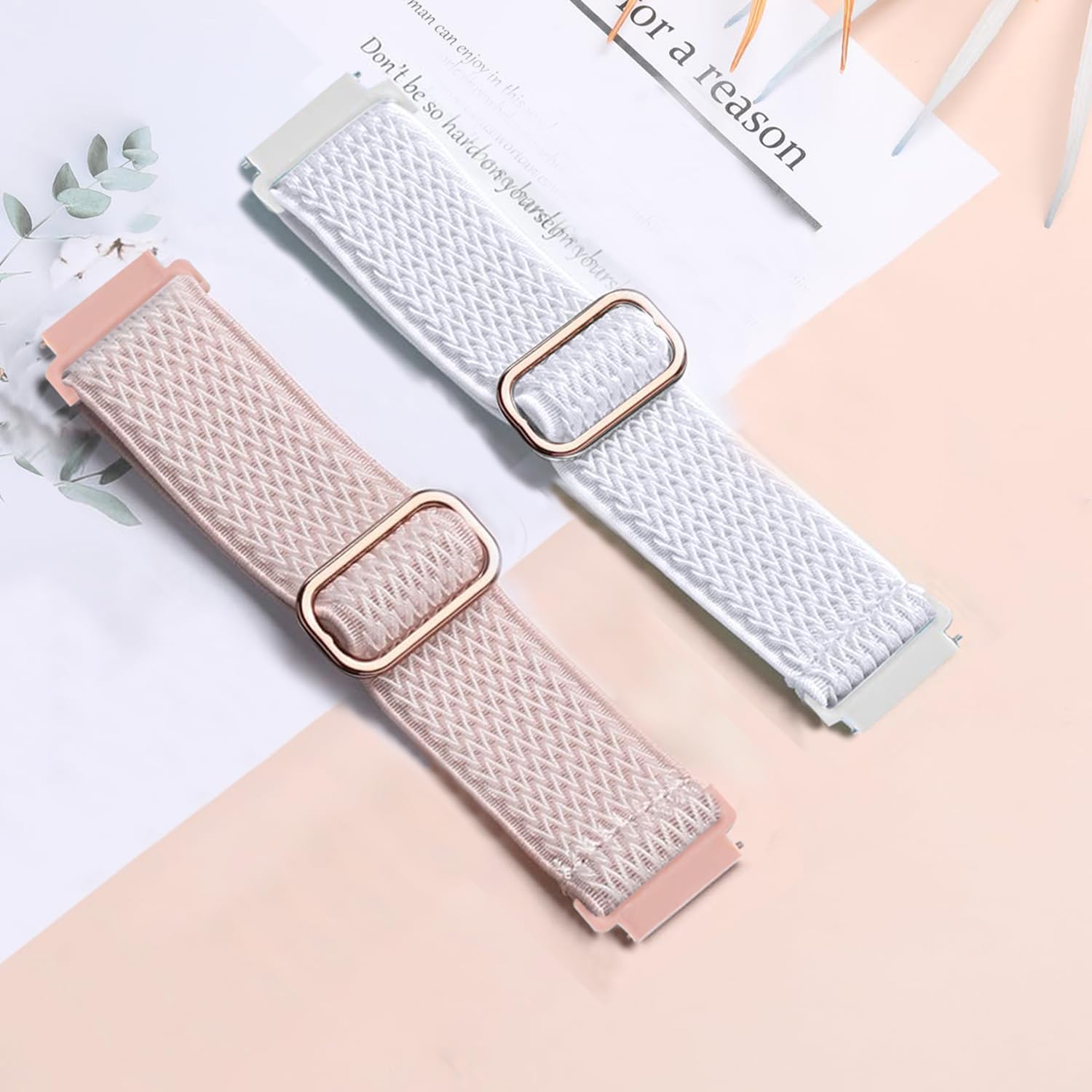 ViCRiOR 2Pack 18mm Stretchy Nylon Solo Loop Watch Bands Compatible with Garmin Venu 3S /Vivoactive 4S/Venu 2S/ Vivomove 3S/ Forerunner 265S/255S/255S Music, Elastic Braided Strap for Women Men image 2
