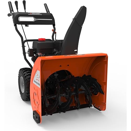 Yard Force YF24-DS21-GSB2 24-Inch Dual-Stage Gas Snow Blower, 208cc Briggs & Stratton Engine, Electric & Manual Start, LED Light, 6-Speed Self-Propelled Drive, 40-ft Throw Distance, Steel Auger