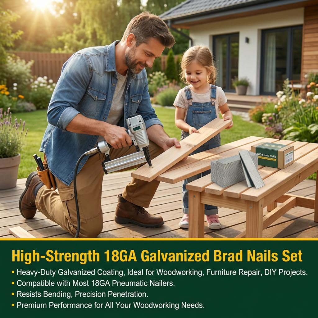 18 Gauge Brad Nails Compatible for DEWALT DCN680D1, DWFP12231, 1 Inch Galvanized Finish Nails for RYOBI P321, Rust-Resistant Nail for Milwaukee 2746-20– Pneumatic & Electric Brad Nailer, 5,000 Count view 4
