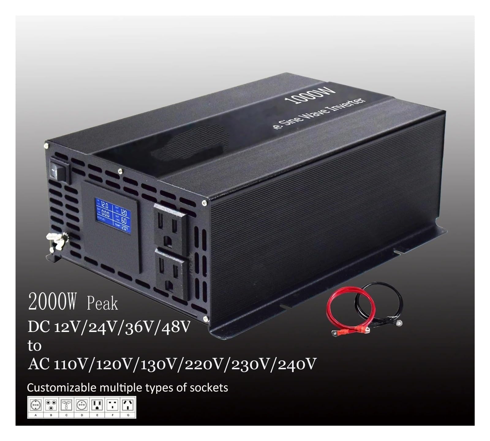 Convertidor Adaptador Electrodomésticos 12V/24V/36V/48V CC 110/120V/220V/230V/240V 1KW 2KW 3KW Fuera Red Inversor Onda Sinusoidal para Pura Panel Solar Batería inversor
