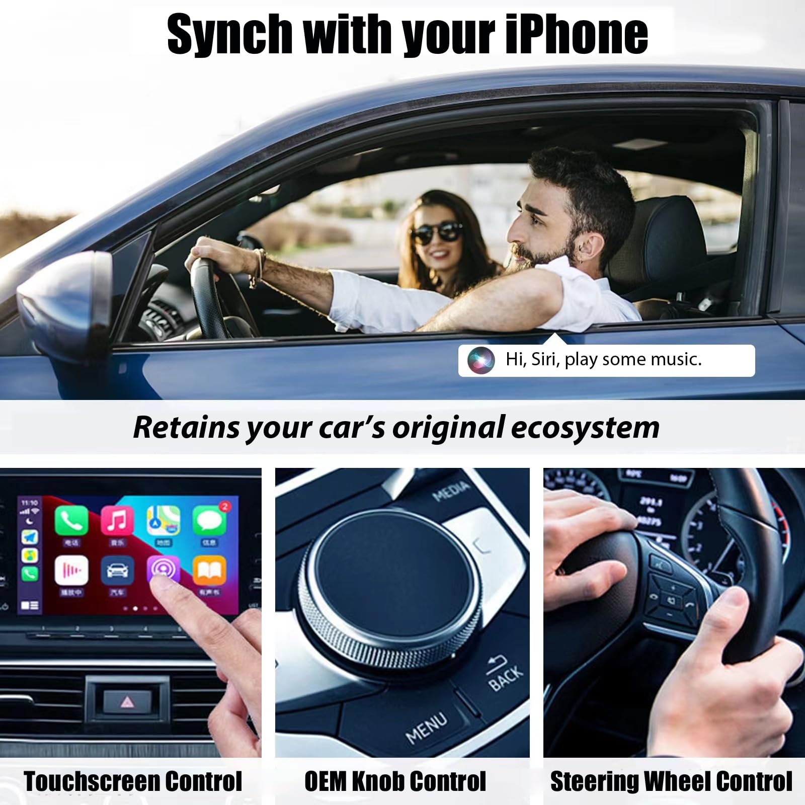 Adattatore wireless CarPlay, compatibile con Apple CarPlay, adattatore wireless UK, dongle Bluetooth Car Play per auto cablato di fabbrica, per auto dal 2015 iPhone 6 e superiori iOS 10 e superiori