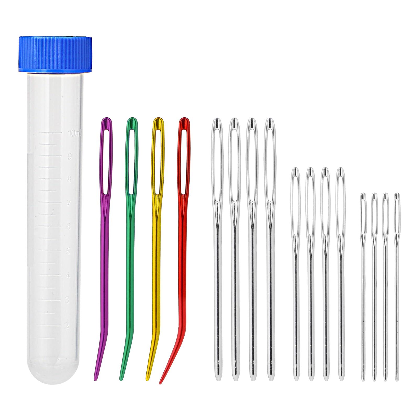 16 PCS Large Eye Hand Sewing Bent Needles Yarn Needles 4 Style Darning Tapestry Hand Sewing Blunt Needles, Stainless Yarn Needles Large Eye for Crochet, Large Crochet Needles for Everyday Use