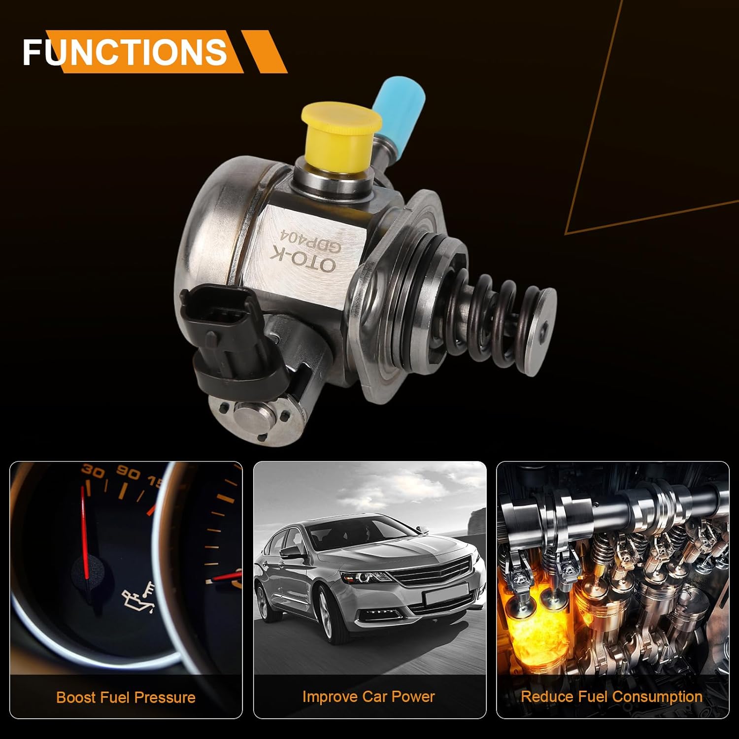 OTO-K High Pressure Fuel Pump Compatible with Hyundai Sonata Accent Tucson,Kia Optima Forte5 Rio 2015-2018 1.6L,Replaces#353202B220 GDP404