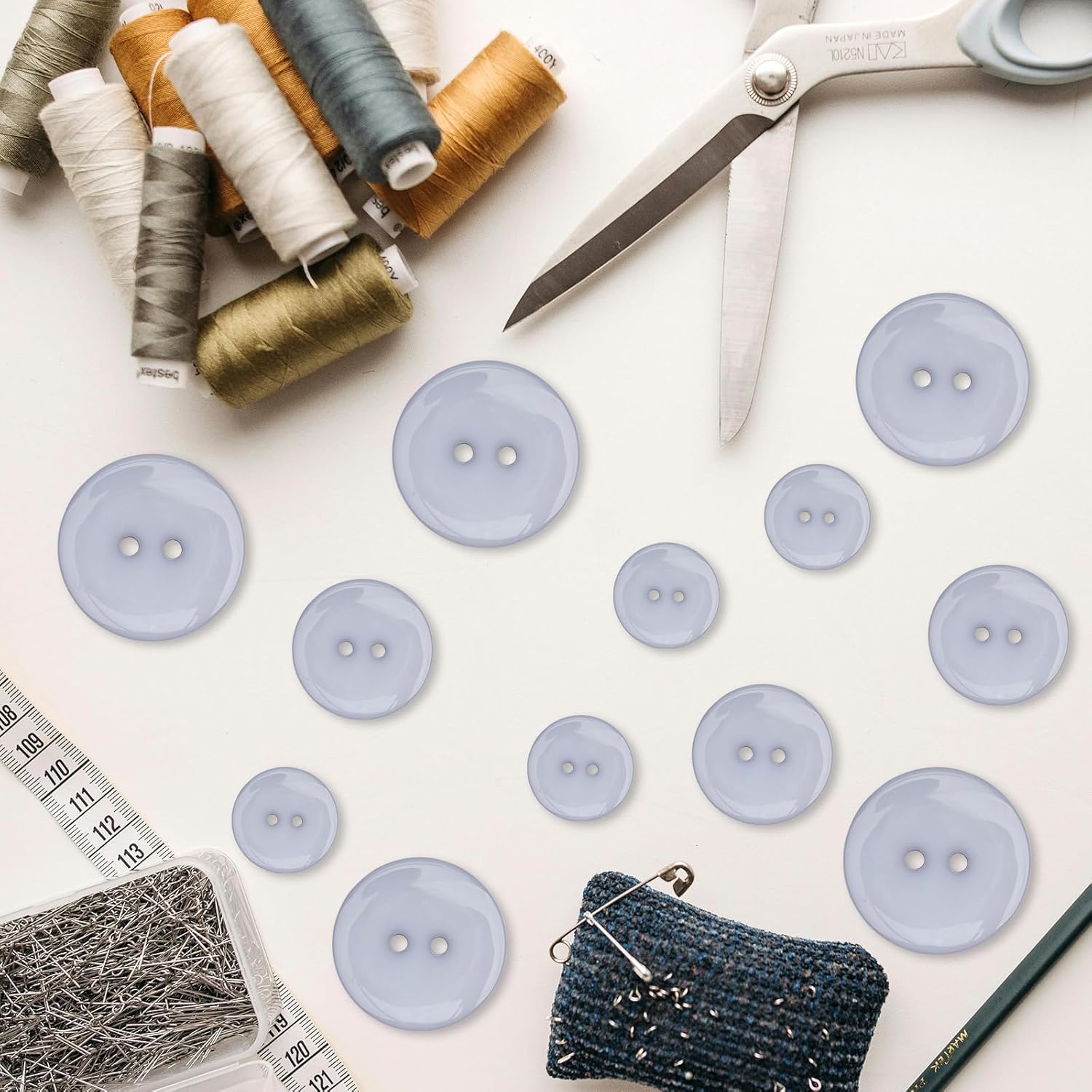 Buttons - Buttons for Cardigans, 4 Sizes of 40 Pcs Versatile Buttons for Crafting, Knitting, DIY Projects and Holiday Decoration (Grey)