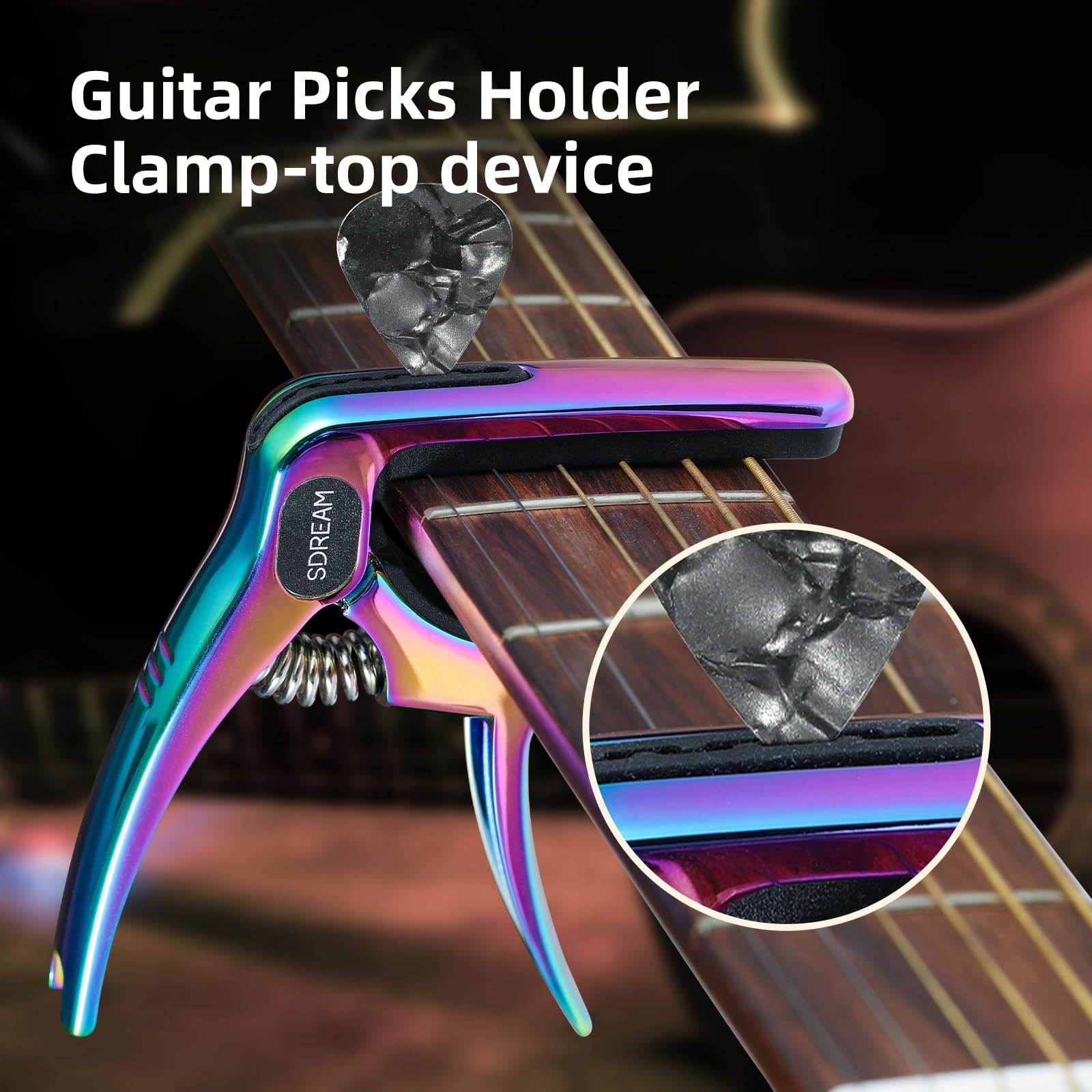SDREAM Cejilla para guitarra eléctrica y acústica de 6 cuerdas (arcoíris)