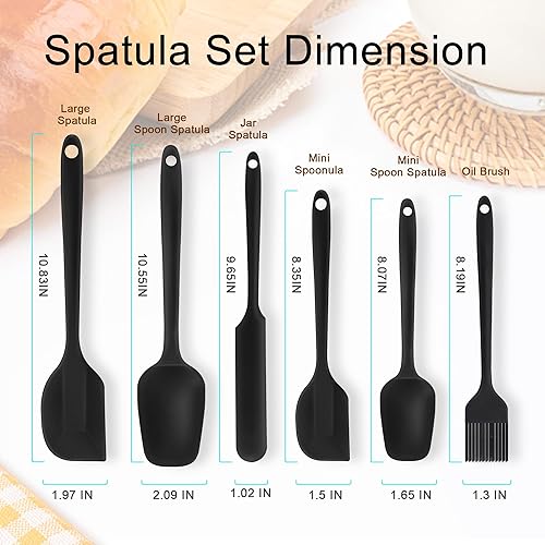 Miniatura 4 de Juego de 6 espátulas de silicona de grado alimenticio con cepillo de silicona, resistente al calor, sin BPA, espátula de cocina de goma para raspar,