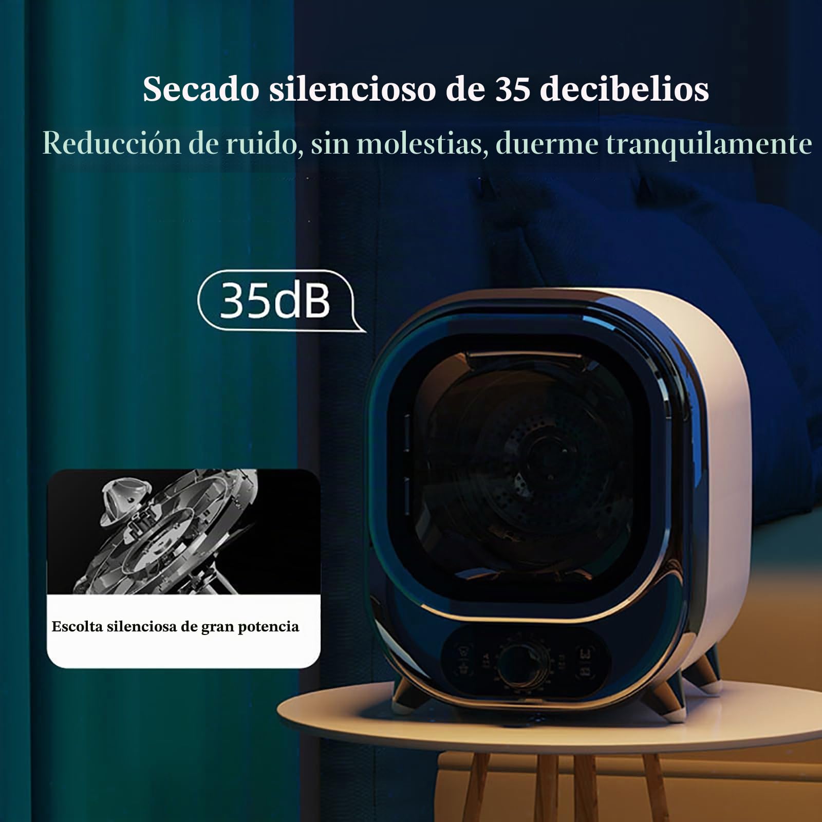 Secadora portátil pequeña para apartamento/hogar/dormitorio - Tambor de acero inoxidable, control de temperatura dual, capacidad de 0,8 kg - Máquina secadora de sobremesa