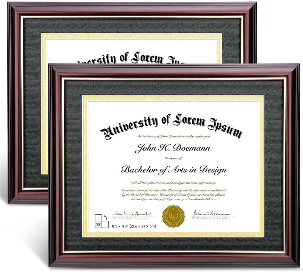 Diploma Certificate Frames 11 x 14 with 8.5 x 11 Mat