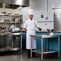 Vista 4 de Mesa de acero inoxidable para preparación y trabajo, 30 x 24 pulgadas, mesa de trabajo comercial de preparación de alimentos resistente NSF