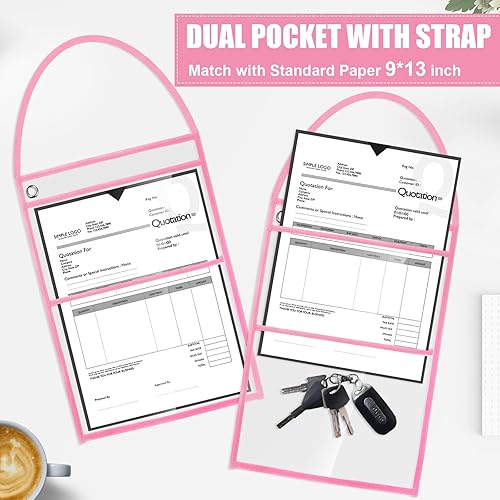 Miniatura 3 de Epakh Paquete de 30 bolsillos para pedidos de trabajo, para boletos de trabajo de 9 x 12 pulgadas, funda colgante de borrado en seco, bolsillos de