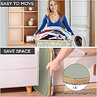 Vista 6 de BALEINE Cesta de lavandería con tapa, cestas altas para la ropa sucia con asas de bambú, contenedor grande para la ropa sucia con soporte interno