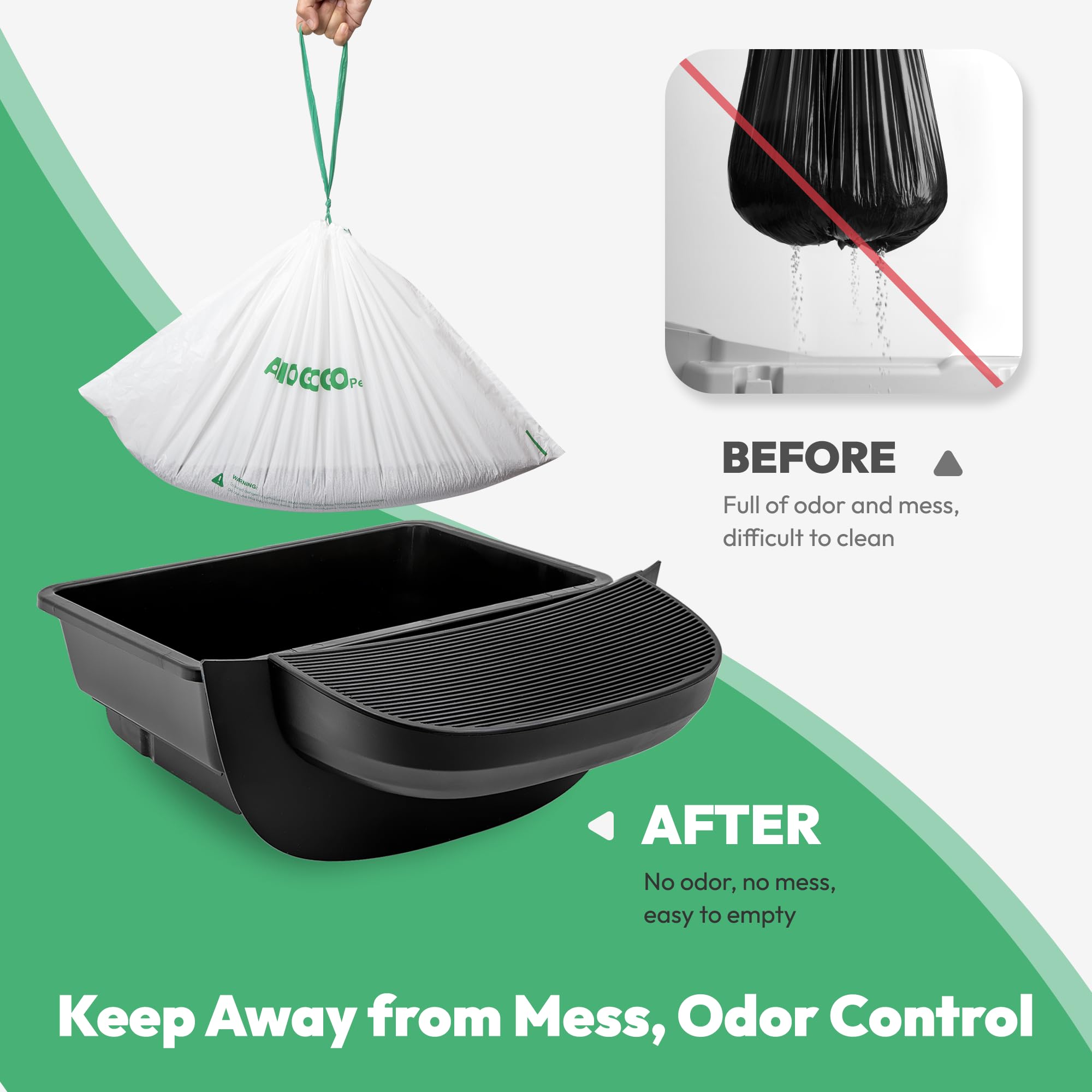 Bolsas de basura de robot para caja de arena para robot 4 y 3, bolsas de basura automáticas con cordón para gatos, bolsas de basura autolimpiables con capacidad de 9 a 11 galones (40 piezas)