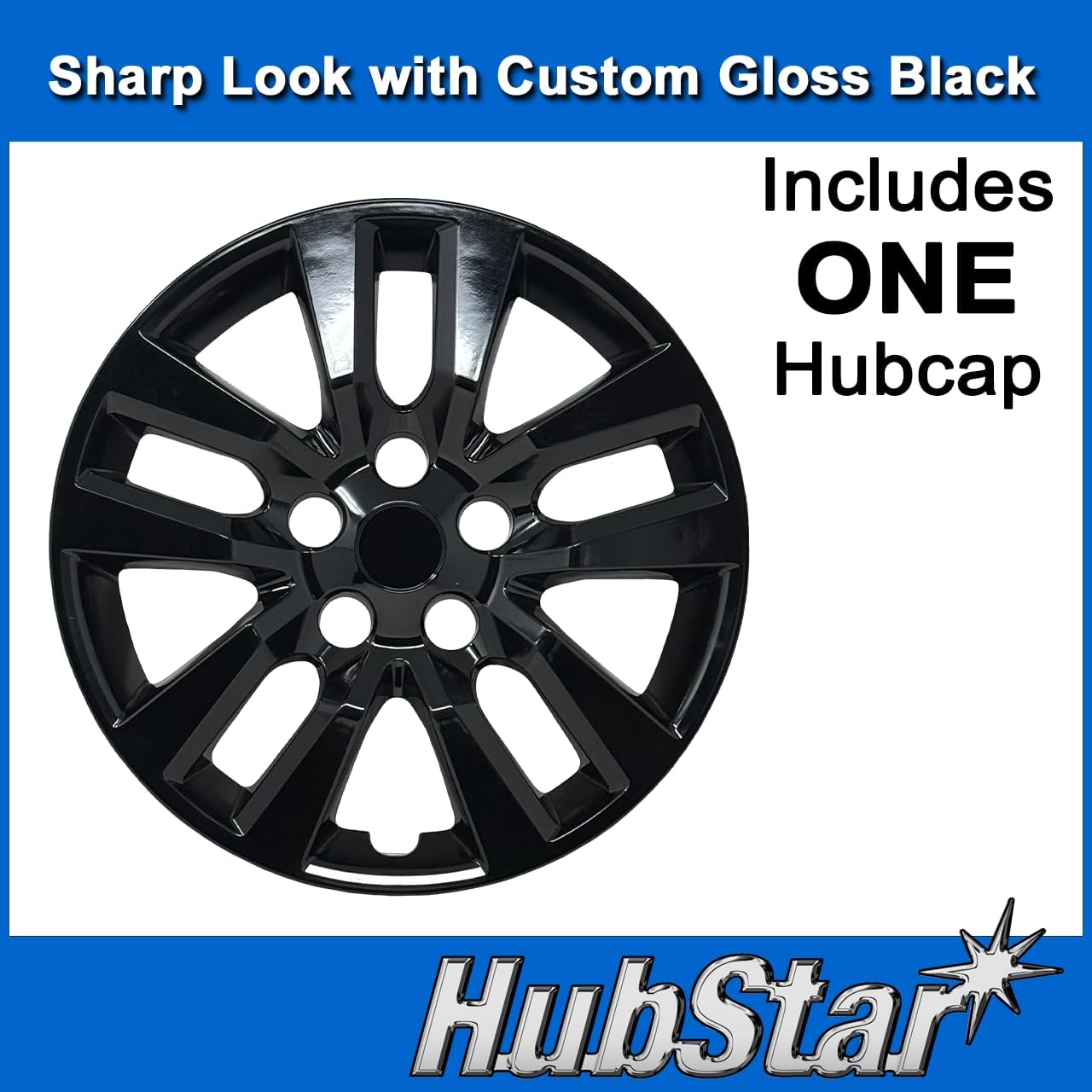 Hubcap Replacement for Nissan Altima 2013-2018, 16-inch Premium Wheel Cover, Gloss Black, (1 Piece)