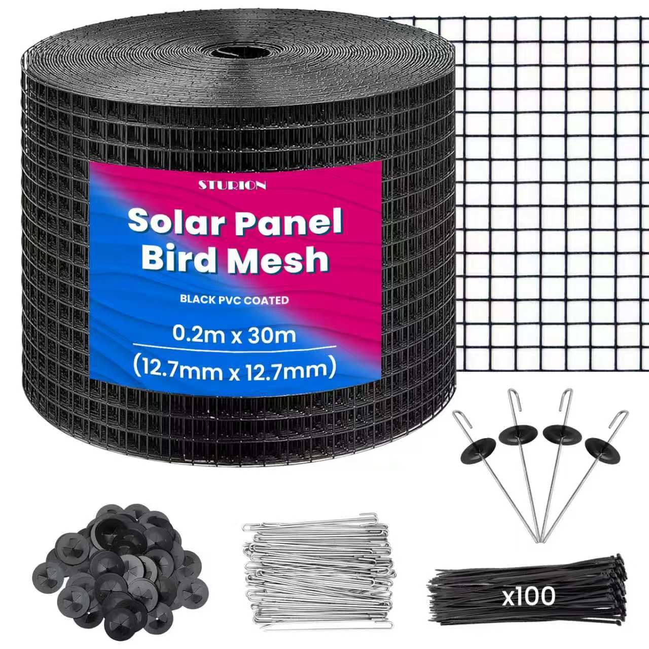 sturion Solar Panel Bird Mesh, Solar Panel Bird Proofing Kit, 0.2 x 30m