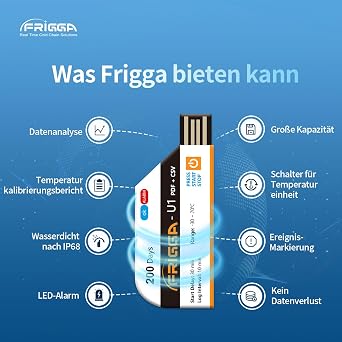 Frigga U1 USB Temperature Data Logger Disposable Digital Temperature Pen 28800 Points High Accuracy Thermometer Monitor 200 Days with PDF CSV Report (1 Pack)