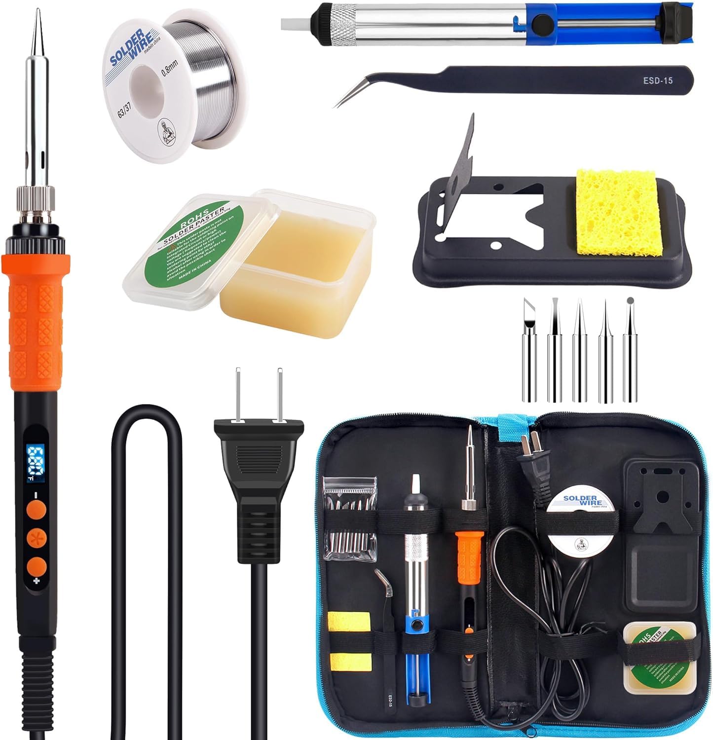 LDK Soldering Iron Kit, 100W Digital Soldering Iron Cautin for Electronics, Soldering Pen Soldering Gun Jewelry Welding Kit with 5pcs Tips, Stand,