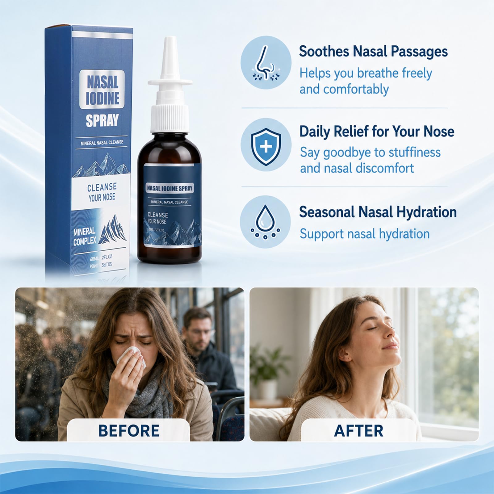 Timeno 2Pcs Iodine Nasal Spray, Daily Nasal Cleanse & Care Mist — Amazon image 4