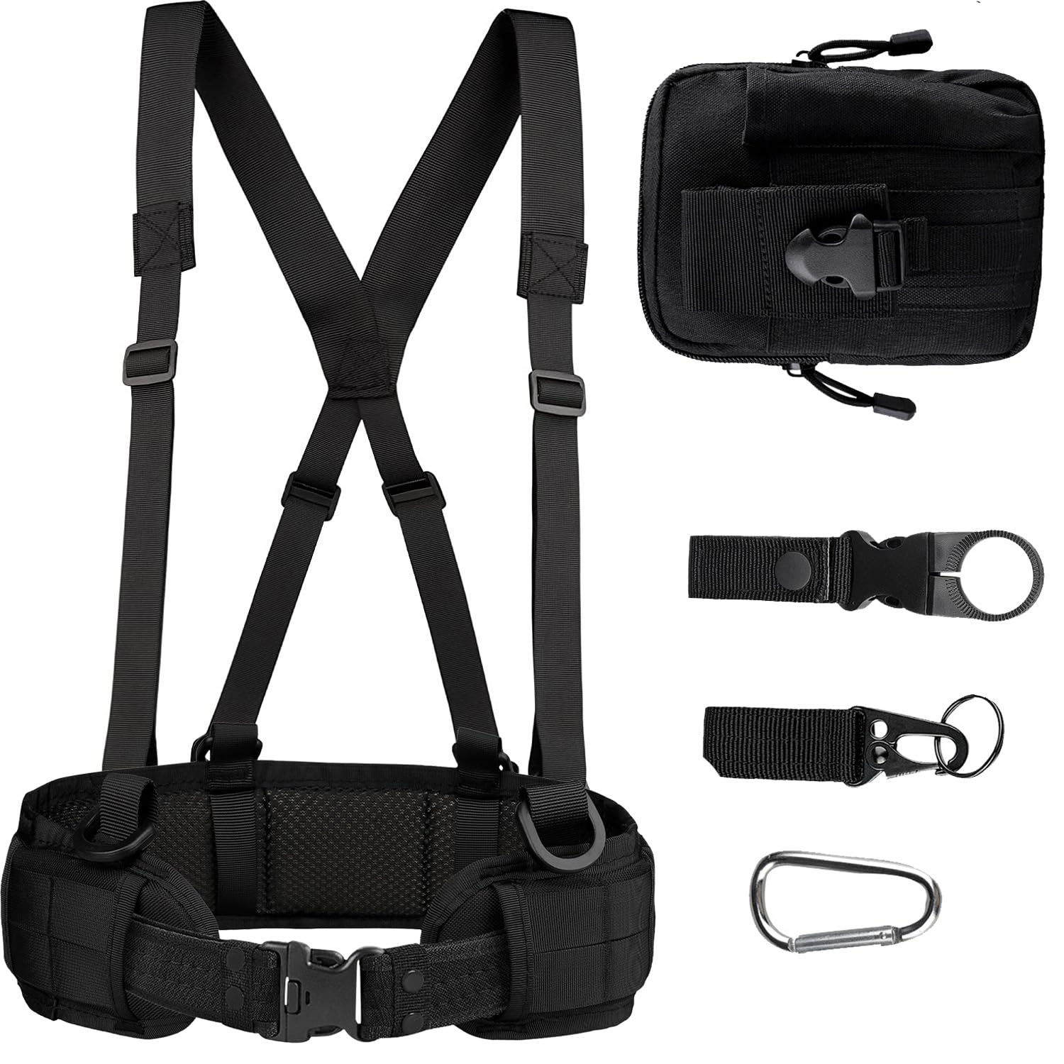 Tactical Battle Belt Set,Slim Airsoft Molle with Metal Buckle for Shooting Hunting,War Game and Bags Safe Life Defense,Molle Pouch Included