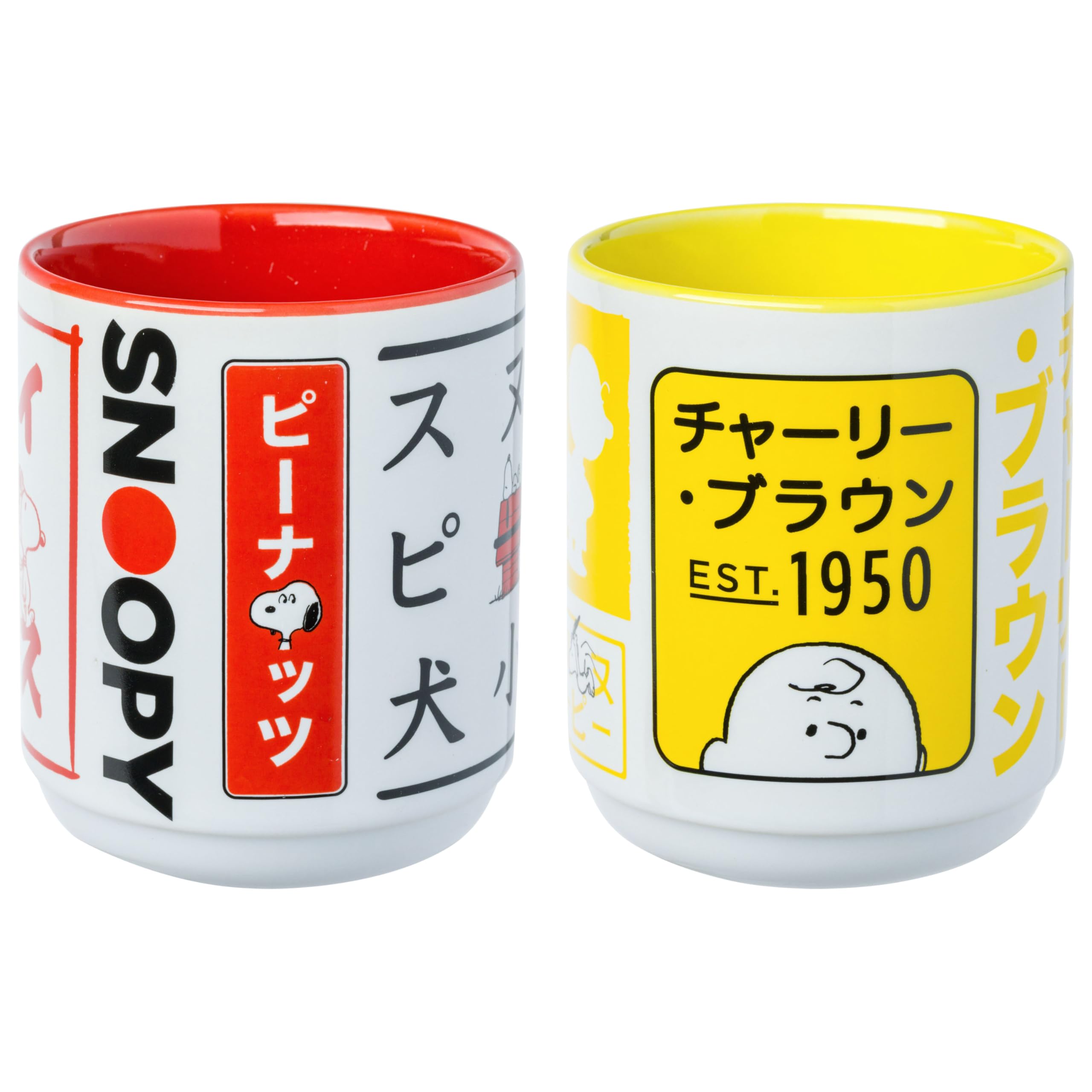Tasses à thé Peanuts en céramique lot de 2 bols asiatiques Snoopy 355ml