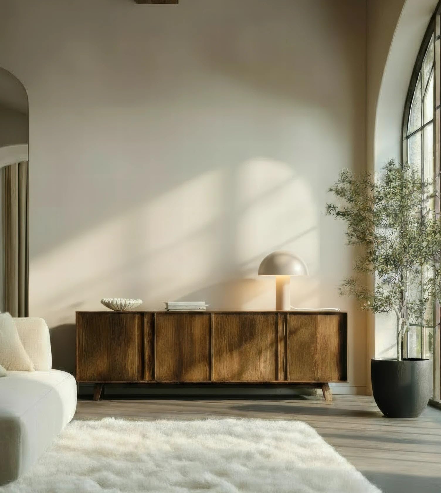 NEONA TIO Tischleuchte Schwarz Eisen Retro Pilzdesign, Tischlampe E14 Fassung Verstellbarer Kopf, Nachttischlampe Sideboard Schreibtisch (Sand)